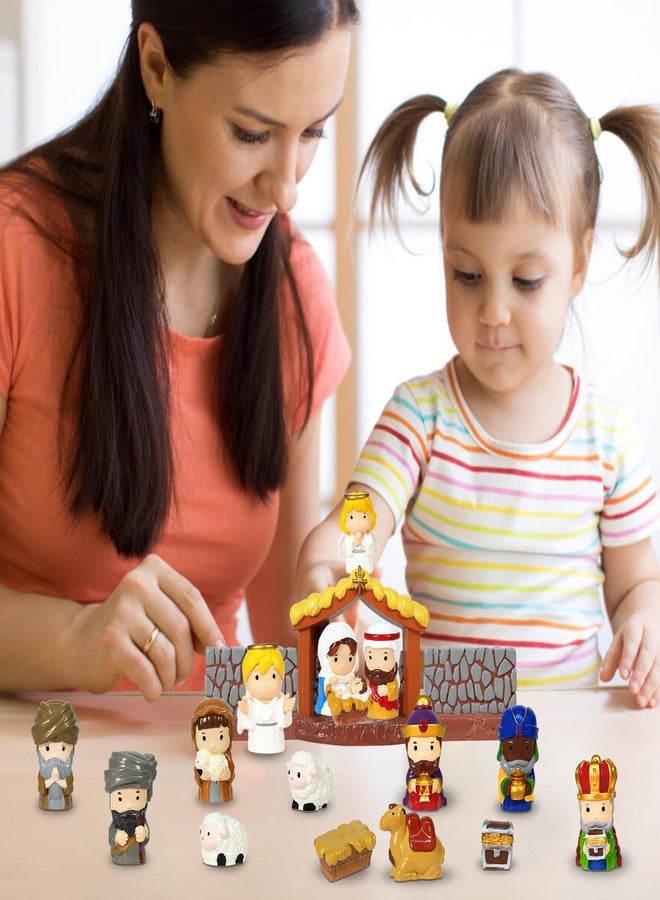 Pamonrueer 19 Pcs Christmas Little Nativity Set Christmas Nativity Scene Resin Hand-Painted Nativity Set Figurines for Party Decorations Tabletop - Image 5